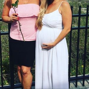 White beautiful maternity maxi from Motherhood